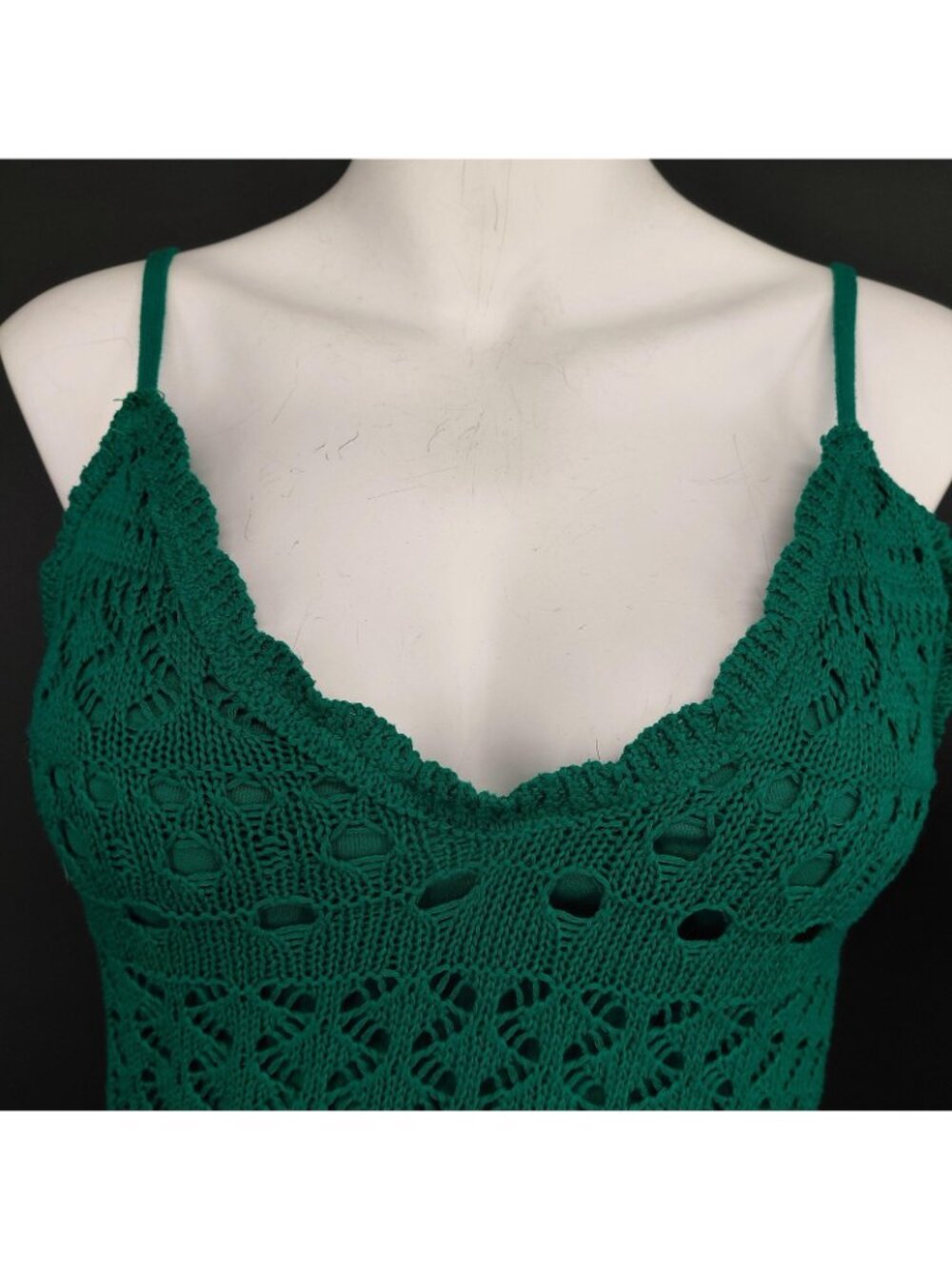 Crochet Knit Bodycon Dress Women Small Green Midi Lined Party Summer Lucky Irish - Picture 7 of 15